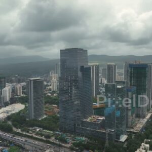 PD0338 - Dramatic Monsoon Aerial of a Goregaon Business Park, Mumbai