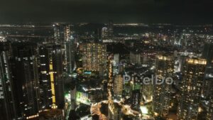 PD0335 - Glittering Night Aerial of Mumbai's Luxury Skyscrapers at Jacob Circle