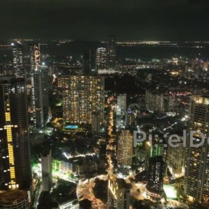 PD0335 - Glittering Night Aerial of Mumbai's Luxury Skyscrapers at Jacob Circle