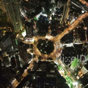 PD0333 - Bird's-Eye View of Jacob Circle (Saat Rasta) Traffic at Night, Mumbai
