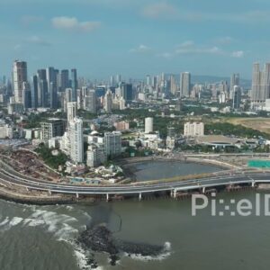 PD0055 - Aerial View of the Mumbai Coastal Road and the South Mumbai Skyline
