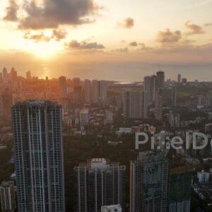 PD0325 -  Golden Hour Aerial View of the Mumbai Skyline