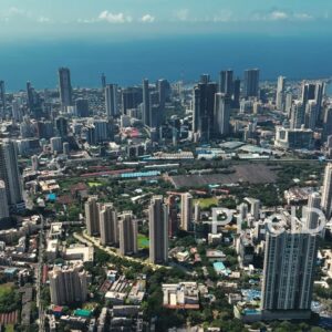 PD0323 - Expansive Aerial View of the Mumbai Skyline and the Arabian Sea
