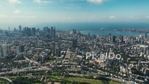 PD0320 - Expansive Sunny Day Aerial View of the Mumbai Skyline