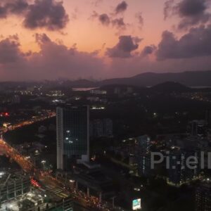PD0372 - Dramatic Twilight Aerial View of JVLR and Powai Lake, Mumbai