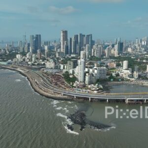 PD0054 - Aerial View of the Mumbai Coastal Road and the South Mumbai Skyline