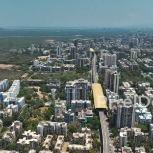 PD0363 - Aerial Flyover of Mumbai Metro Line Above New Link Road in Borivali