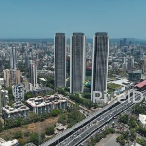 PD0360 - Aerial Pan of Oberoi Sky City Towers in Borivali, Mumbai