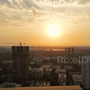 PD0355 - Spectacular Golden Sunset Over a Mumbai Suburb, Aerial Ascent
