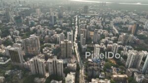 PD0352 - High-Altitude Aerial View of Borivali's Dense Urban Sprawl, Mumbai
