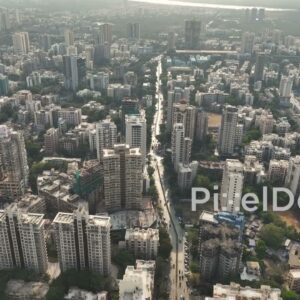 PD0352 - High-Altitude Aerial View of Borivali's Dense Urban Sprawl, Mumbai