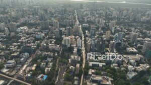 PD0351 - High-Altitude Drone View of Borivali Railway Station and Mumbai's Urban Sprawl