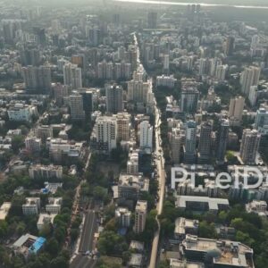 PD0351 - High-Altitude Drone View of Borivali Railway Station and Mumbai's Urban Sprawl