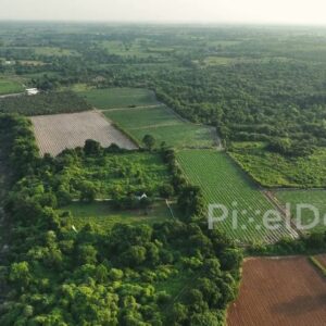 PD0347 - Panoramic Aerial View of a Lush Indian Countryside with a River and Farmland