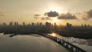 PD0382 - Golden Sunset Over Mumbai Skyline and Atal Setu