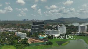 PD0435 - Aerial View of Westin Hotel and Powai Lake, Mumbai