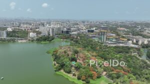 PD0434 - High-Angle View of Powai Lake and Gardens, Mumbai