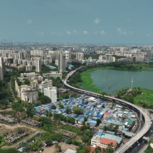 PD0430 - Aerial View of Powai Plaza, JVLR, and Hiranandani Complex, Mumbai