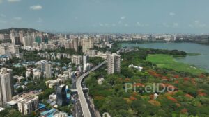 PD0429 - Mumbai Cityscape and Powai Lake with IIT Bombay Campus