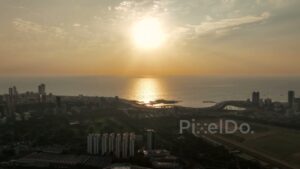 PD0417 - Golden Sunset over Mumbai's Coastal Road and Haji Ali
