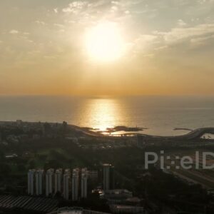 PD0417 - Golden Sunset over Mumbai's Coastal Road and Haji Ali