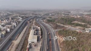 PD0413 - Aerial View of a Major Transportation and Logistics Hub in Mumbai