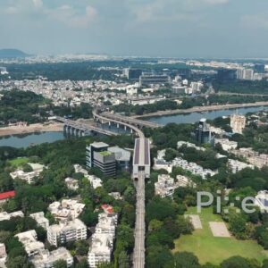 PD0460 - Pune's Bund Garden: Bridge, Metro, and Riverfront