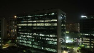 PD0459 - Lit Corporate Office Building at Night