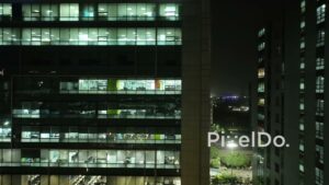 PD0458 - Lit Office Windows at Night in IT PARK