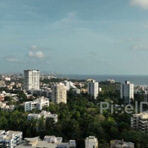 PD0447 - Aerial View of Versova's Residential Area and Arabian Sea