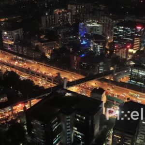 PD0470 - Aerial View of a Major Traffic Jam During Rush Hour in Mumbai at Night