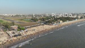 PD0495 - Aerial View of Juhu Beach and Juhu Aerodrome Runway