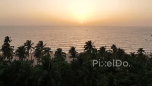 PD0491 - Tropical Sunset Over Mumbai's Palm-Lined Beach