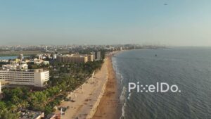 PD0486 - Panoramic Aerial View of Mumbai's Coastline from Juhu Beach