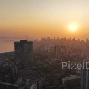PD0479 - Golden Hour Pan Across Mumbai's Bandra Skyline