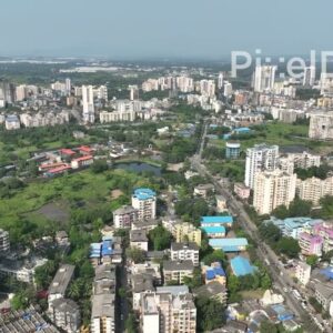 PD0477 - Mumbai's Urban Edge: Aerial View of Kalyan Suburb