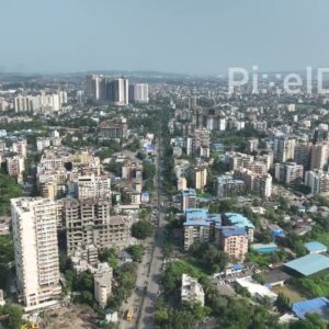 PD0476 - Daytime Aerial Flyover of a Dense Residential Suburb in Mumbai