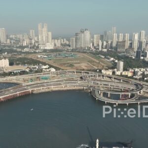 PD0520 - Epic Aerial of Haji Ali, Coastal Road, and Mahalaxmi Racecourse in Mumbai