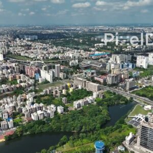 PD0784 - Aerial Drone View of Modern New Town, Kolkata Cityscape