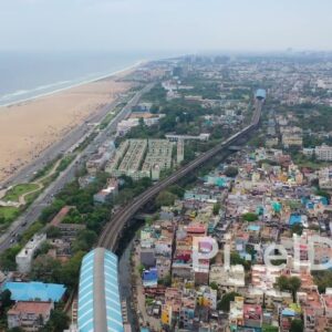 PD0843 - Aerial Flight Along Chennai's Urban Coastline