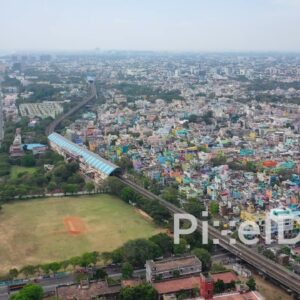 PD0838 - Panoramic Aerial View of Chennai's Coastal Cityscape