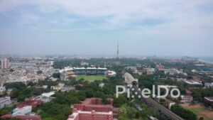 PD0835 - Aerial Flight Towards Chennai's M. A. Chidambaram Cricket Stadium