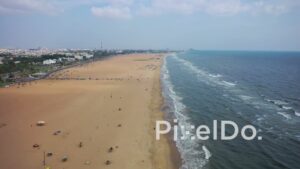 PD0824 - Aerial Flight Along Chennai's Famous Marina Beach
