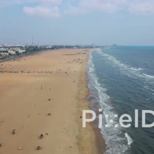 PD0824 - Aerial Flight Along Chennai's Famous Marina Beach