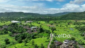 PD0761 - Aerial View of Real Estate Development in a Rural Mountain Valley