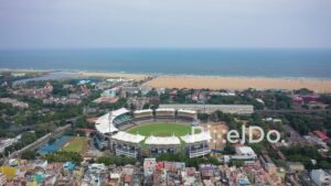PD0861 - Cinematic Aerial Orbit of Chennai's Coastal Landscape