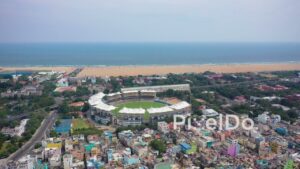 PD0860 - Aerial Flight Towards Chennai's M. A. Chidambaram Cricket Stadium
