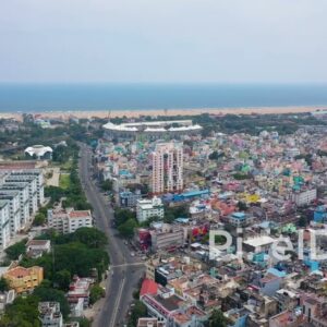 PD0859 - Panoramic Aerial of Chennai's Coastal Cityscape