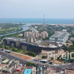 PD0858 - Panoramic Aerial of Chennai's Coastline and Government Hospital