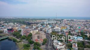 PD0856 - Panoramic Aerial View of Chennai's Coastal Cityscape
